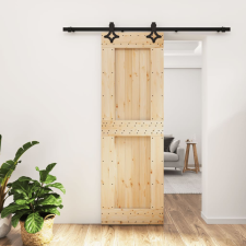 vidaXL tömör fenyőfa tolóajtó fémszerelék szettel 70 x 210 cm építőanyag