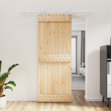 vidaXL tömör fenyőfa tolóajtó fémszerelék szettel 80 x 210 cm építőanyag