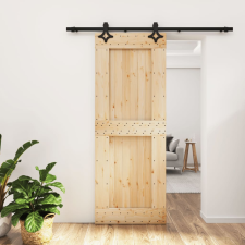 vidaXL tömör fenyőfa tolóajtó fémszerelék szettel 80 x 210 cm építőanyag