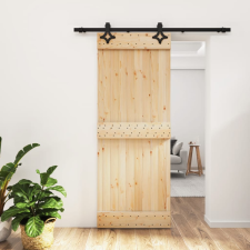 vidaXL tömör fenyőfa tolóajtó fémszerelék szettel 80 x 210 cm építőanyag