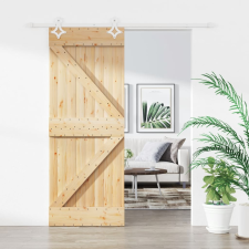 vidaXL tömör fenyőfa tolóajtó fémszerelék szettel 80 x 210 cm építőanyag
