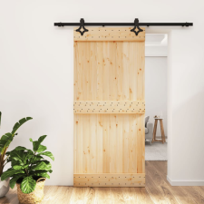 vidaXL tömör fenyőfa tolóajtó fémszerelék szettel 95 x 210 cm építőanyag