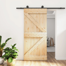 vidaXL tömör fenyőfa tolóajtó fémszerelék szettel 95 x 210 cm építőanyag