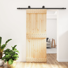 vidaXL tömör fenyőfa tolóajtó fémszerelékszettel 80 x 210 cm építőanyag