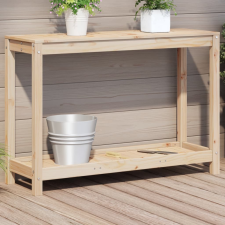 vidaXL tömör fenyőfa ültetőasztal polccal 108x35x75 cm kerti dekoráció
