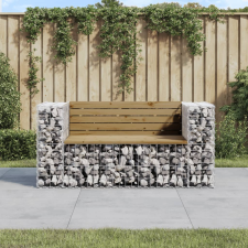 vidaXL Tömör impregnált fenyőfa gabion kerti pad 143x71x65,5 cm kerti bútor