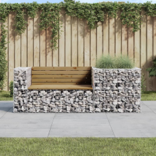 vidaXL tömör impregnált fenyőfa kerti pad gabion kosárral kerti bútor