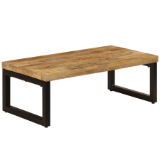 vidaXL tömör mangófa és acél dohányzóasztal 100 x 50 x 35 cm bútor
