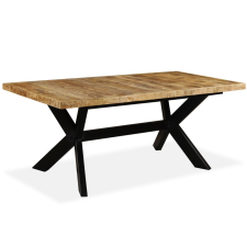 vidaXL tömör mangófa és acél étkezőasztal 180 cm (244805) bútor