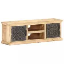 vidaXL Tömör mangófa TV-szekrény acélajtókkal 120 x 30 x 40 cm bútor