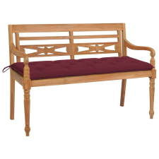 vidaXL tömör tíkfa Batavia pad bordó párnával 150 cm kerti bútor
