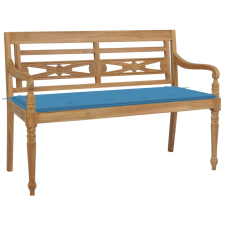 vidaXL tömör tíkfa Batavia pad kék párnával 120 cm kerti bútor