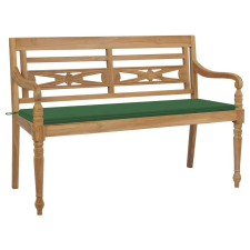 vidaXL tömör tíkfa Batavia pad zöld párnával 150 cm kerti bútor
