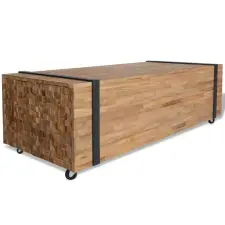 vidaXL tömör tíkfa dohányzóasztal 110 x 45 x 38 cm bútor
