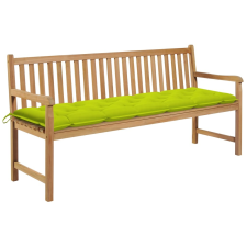 vidaXL tömör tíkfa kerti pad élénkzöld párnával 175 cm kerti bútor