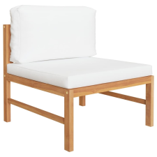 vidaXL tömör tíkfa középső kanapé krémszínű párnákkal kerti bútor