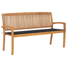 vidaXL tömör tíkfa rakásolható kerti pad párnával 159 cm kerti bútor