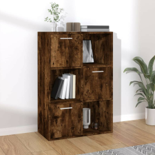 vidaXL Tömörfa Tárolószekrény - Füstös Tölgy - 60x30x90 cm bútor