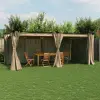vidaXL tópszínű acél pavilon függönyökkel 6 x 3 m