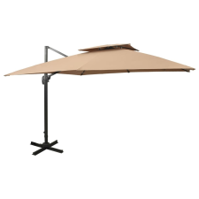 vidaXL tópszínű dupla tetejű konzolos napernyő 300 x 300 cm kerti bútor