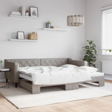 vidaXL tópszínű kihúzható szövet heverő 90 x 200 cm ágy és ágykellék