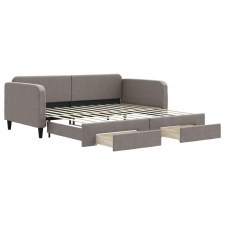 vidaXL tópszínű kihúzható szövet heverő fiókkal 100 x 200 cm (3196860) ágy és ágykellék