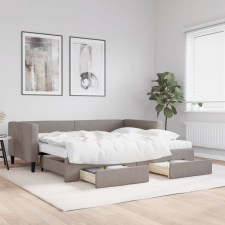 vidaXL tópszínű kihúzható szövet heverő fiókokkal 90 x 200 cm ágy és ágykellék