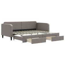 vidaXL tópszínű kihúzható szövet heverő fiókokkal 90 x 200 cm (3196855) ágy és ágykellék