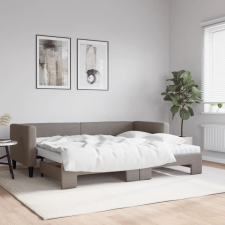 vidaXL tópszínű kihúzható szövet heverő matracokkal 80 x 200 cm ágy és ágykellék