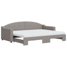 vidaXL tópszínű kihúzható szövet heverő matracokkal 80 x 200 cm (3197546) ágy és ágykellék