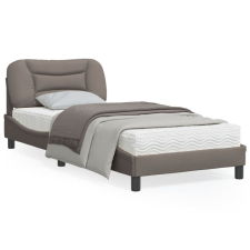 vidaXL Tópszínű szövet ágykeret LED-világítással 90x200 cm ágy és ágykellék