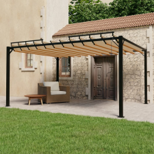 vidaXL Tópszínű szövet és alumínium pavilon lamellás tetővel 3 x 4 m kerti bútor