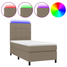 vidaXL tópszínű szövet rugós és LED-es ágy matraccal 100x200 cm (3134857) ágy és ágykellék