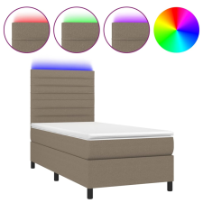 vidaXL tópszínű szövet rugós és LED-es ágy matraccal 100x200 cm (3134937) ágy és ágykellék