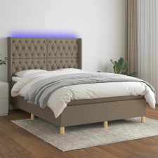 vidaXL tópszínű szövet rugós és LED-es ágy matraccal 140x190cm ágy és ágykellék