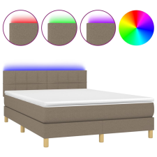 vidaXL tópszínű szövet rugós és LED-es ágy matraccal 140x190cm (3133713) ágy és ágykellék