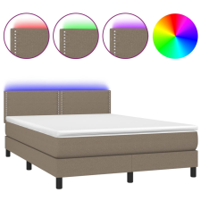 vidaXL tópszínű szövet rugós és LED-es ágy matraccal 140x200 cm (3133081) ágy és ágykellék
