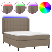 vidaXL tópszínű szövet rugós és LED-es ágy matraccal 140x200 cm (3138481) ágy és ágykellék