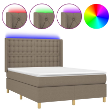 vidaXL tópszínű szövet rugós és LED-es ágy matraccal 140x200 cm (3139201) ágy és ágykellék