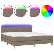 vidaXL tópszínű szövet rugós és LED-es ágy matraccal 160x200 cm (3133889) ágy és ágykellék