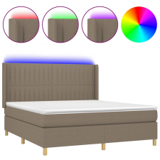 vidaXL tópszínű szövet rugós és LED-es ágy matraccal 160x200 cm (3139049) ágy és ágykellék