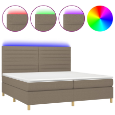 vidaXL tópszínű szövet rugós és LED-es ágy matraccal 200 x 200 cm (3135545) ágy és ágykellék
