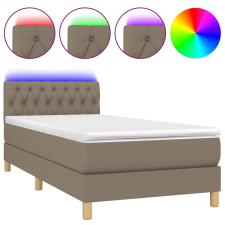 vidaXL tópszínű szövet rugós és LED-es ágy matraccal 90x190 cm (3133921) ágy és ágykellék