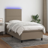 vidaXL tópszínű szövet rugós és LED-es ágy matraccal 90x200 cm