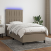 vidaXL tópszínű szövet rugós és LED-es ágy matraccal 90x200 cm