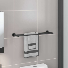vidaXL Törölközőtartó Fekete 61 x 14.5 x 5 cm Rozsdamentes acél fürdőszoba kiegészítő