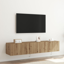 vidaXL TV Fali Szekrény LED Fényekkel 2 db Kézműves Tölgy 80x35x31 cm bútor