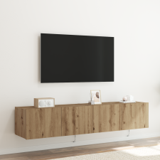 vidaXL TV Fali Szekrény LED Fényekkel 2 db Kézműves Tölgy 80x35x31 cm bútor