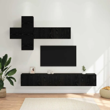 vidaXL TV szekrény garnitúra 7 pcs Fekete Tölgy Szerelt Fa bútor