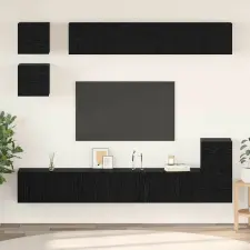 vidaXL TV szekrény garnitúra 8 pcs Fekete tölgy Faanyag bútor